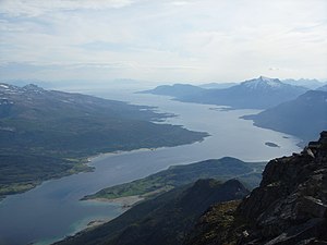 Der Tjeldsund, Blick von Sætertind nach Süden