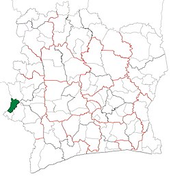 Location in Ivory Coast. Zouan-Hounien Department has retained the same boundaries since its creation in 2005.