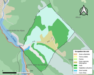 Carte en couleurs présentant l'occupation des sols.