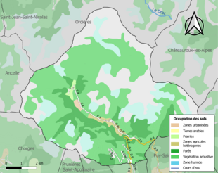 Carte en couleurs présentant l'occupation des sols.