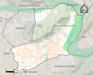 Carte de la ZNIEFF de type 1 sur la commune.