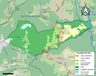 Carte en couleurs présentant l'occupation des sols.