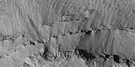 Close view of layers in crater, as seen by HiRISE under HiWish program