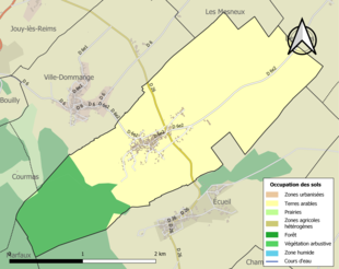 Carte en couleurs présentant l'occupation des sols.