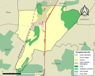 Carte en couleurs présentant l'occupation des sols.