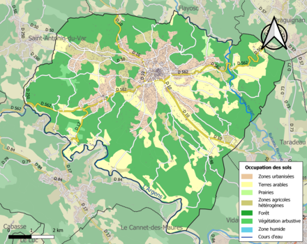 Carte en couleurs présentant l'occupation des sols.