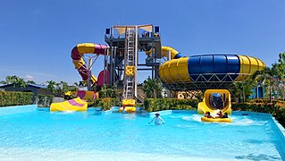 A giant funnel slide inside Aqua Planet