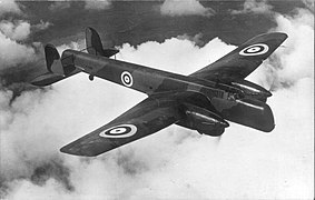 Armstrong Whitworth Whitley, 1938, Type A1 roundels on upper wings and fuselage side only and no fin flashes or rudder stripes.