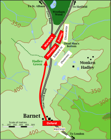 Carte topographique montrant les positions des corps d'armée à la fin de la bataille.