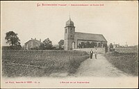 Vue historique du presbytère et de l'église (Adolphe Weick).