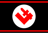 A black, red and white flag