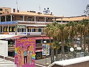 A photograph of the Sparkles Showbar sign in the Yumbo Centre of Gran Canaria