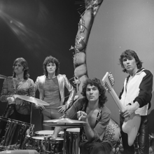 Golden Earring in 1974 left to right: Rinus Gerritsen, Barry Hay, Cesar Zuiderwijk, George Kooymans