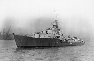 HMS Tenacious underway on the River Mersey, c1943 (IWM)