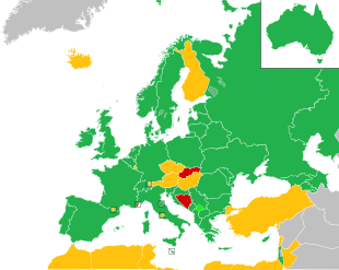 Um mapa colorido dos países da Europa