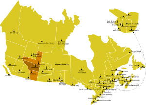 Karte der Kirchenprovinz Edmonton