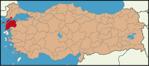 Localização da província de Çanakkale na Turquia