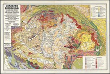 Геологическая карта Венгрии и соседних стран, 1922 г.