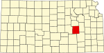 State map highlighting Chase County