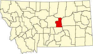 Map of Montana highlighting Petroleum County