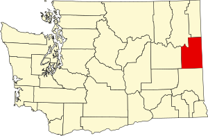 Map of Washington highlighting Spokane County