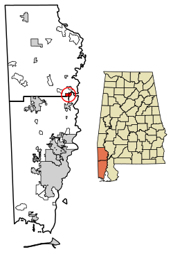 Location in Mobile and Washington counties, Alabama