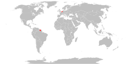 A map showing the member states of the Dutch Language Union (red)