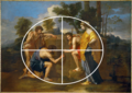 Ovale Kompositionsfigur. Nicolas Poussin (1594–1665): Die Hirten von Arkadien (Et in Arcadia ego), 1638–1639.