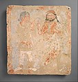 Kushan worshiper with deity Zeus/ Serapis/ Ohrmazd, Bactria, 3rd century CE.[17]