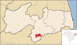 Location of Camalaú within the state of Paraíba