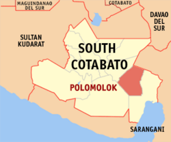 Map of South Cotabato with Polomolok highlighted