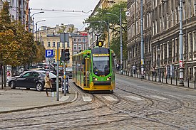 Tram at Podgórna Street in Poznań