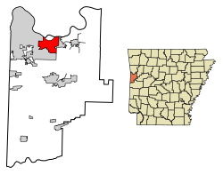 Location of Barling in Sebastian County, Arkansas.