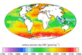 Surface ocean present-day DIC concentration, GLODAPv2