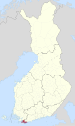 Location of Ekenäs in Finland