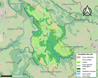 Carte en couleurs des infrastructures et de l'occupation des sols de la commune.