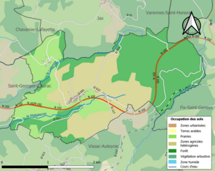 Carte en couleurs présentant l'occupation des sols.