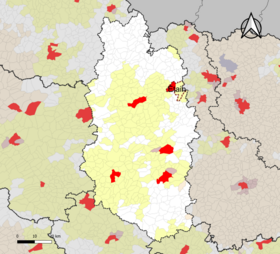 Localisation de l'aire d'attraction d'Étain dans le département de la Meuse.