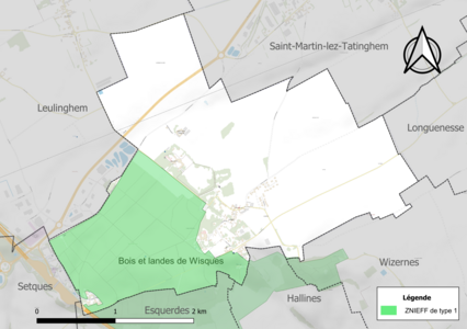 Carte de la ZNIEFF de type 1 sur la commune.