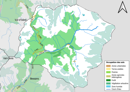 Carte en couleurs présentant l'occupation des sols.