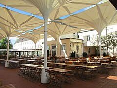 Biergarten de brasserie de l'abbaye d'Andechs