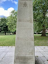 Names inscribed on the memorial