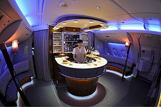 Emirates A380's onboard lounge and bar