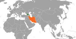 Map indicating locations of Georgia and Iran