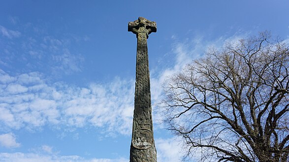 The Gosforth Cross, as seen from below and the west