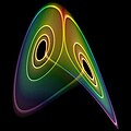 A visualization of the Lorenz attractor near an intermittent cycle.