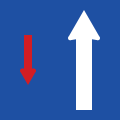 The traffic moving in the direction of the white arrow is given priority