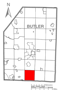 Map of Butler County, Pennsylvania, highlighting Middlesex Township