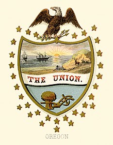 Coat of arms of Oregon at Historical coats of arms of the U.S. states from 1876, by Henry Mitchell (restored by Godot13)