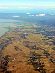 Aerial view with Santa Cruz in the centre and Pila in the foreground